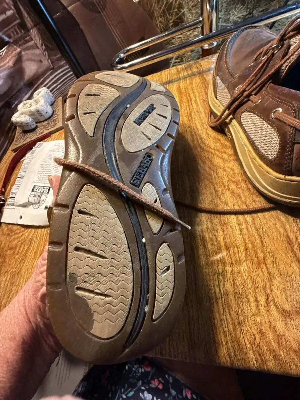 Sebago Brown Leather and Mesh Boat Shoes